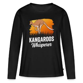 Kangourou Chuchoteur Kangourou Kangourou Animal - T-shirt manches longues Premium bio Femme - noir - Devant - Julia (174cm)