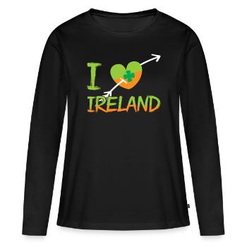 J’adore l’Irlande Saint-Patrick Irlandais irlandais - T-shirt manches longues Premium bio Femme - noir - Devant - Julia (174cm)