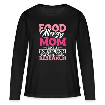 Food Allergy Mom Shirt Gift - Women's Premium Organic Long Sleeve Shirt - black - Front - Julia (174cm)