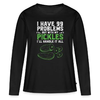 J’ai des problèmes mais avec mes cornichons - T-shirt manches longues Premium bio Femme - noir - Devant - Julia (174cm)