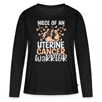 Uterine Cancer Awareness Niece Aunt Uncle - Women's Premium Organic Long Sleeve Shirt - black - Front - Julia (174cm)