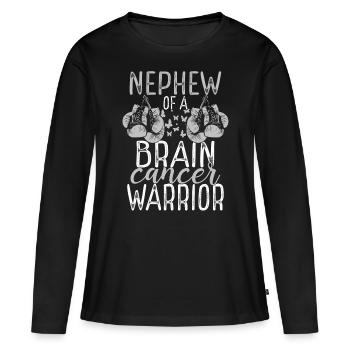 Nephew Brain Tumor Awareness Aunt Uncle - Frauen Premium Bio Langarmshirt - Schwarz - Vorne - Julia (174cm)