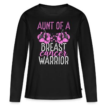 Aunt Breast Cancer Awareness Niece Nephew - Frauen Premium Bio Langarmshirt - Schwarz - Vorne - Julia (174cm)