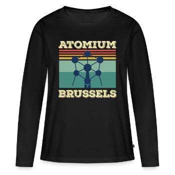 Brüssel Atomium Heartbeat Atomic nucleus Wissensch - Frauen Premium Bio Langarmshirt - Schwarz - Vorne - Julia (174cm)