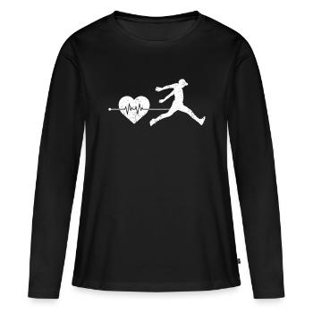 Battement de cœur Parkour - T-shirt manches longues Premium bio Femme - noir - Devant - Julia (174cm)