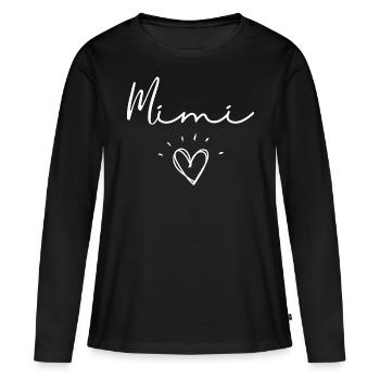 Mimi. mimi cadeau - T-shirt manches longues Premium bio Femme - noir - Devant - Julia (174cm)