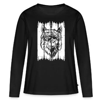 Alpaga Llama Head Llama Farmer - Llamas Llama - T-shirt manches longues Premium bio Femme - noir - Devant - Julia (174cm)