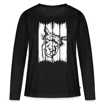 Llama Head Alpaga Llama Farmer Llama Farm Llama Lama - T-shirt manches longues Premium bio Femme - noir - Devant - Julia (174cm)
