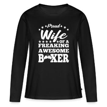 Fière épouse d’un boxeur génial idée amusante - T-shirt manches longues Premium bio Femme - noir - Devant - Julia (174cm)
