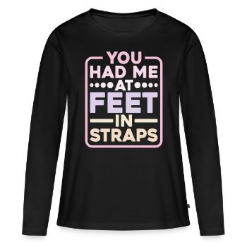 Tu m’avais aux pieds dans les sangles 9 - T-shirt manches longues Premium bio Femme - noir - Devant - Julia (174cm)
