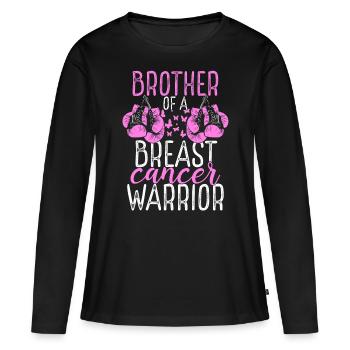 Brother Breast Cancer Awareness Sibling Twin - Frauen Premium Bio Langarmshirt - Schwarz - Vorne - Julia (174cm)
