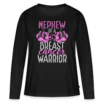 Nephew Breast Cancer Awareness Aunt Uncle - Frauen Premium Bio Langarmshirt - Schwarz - Vorne - Julia (174cm)