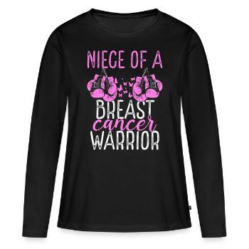 Niece Breast Cancer Awareness Aunt Uncle - Frauen Premium Bio Langarmshirt - Schwarz - Vorne - Julia (174cm)