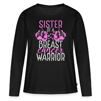 Sister Breast Cancer Awareness Sibling Twin - Frauen Premium Bio Langarmshirt - Schwarz - Vorne - Julia (174cm)