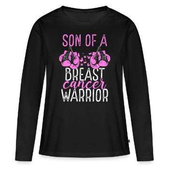 Son Breast Cancer Awareness Month Ribbon - Frauen Premium Bio Langarmshirt - Schwarz - Vorne - Julia (174cm)