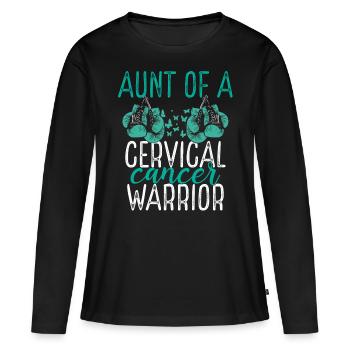 Aunt Cervical Cancer Awareness Niece Nephew - Frauen Premium Bio Langarmshirt - Schwarz - Vorne - Julia (174cm)