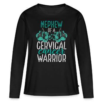 Nephew Cervical Cancer Awareness Aunt Uncle - Women's Premium Organic Long Sleeve Shirt - black - Front - Julia (174cm)