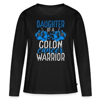 Daughter Colon Cancer Awareness Month Ribbon - Frauen Premium Bio Langarmshirt - Schwarz - Vorne - Julia (174cm)