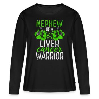 Nephew Liver Cancer Awareness Aunt Uncle - Frauen Premium Bio Langarmshirt - Schwarz - Vorne - Julia (174cm)