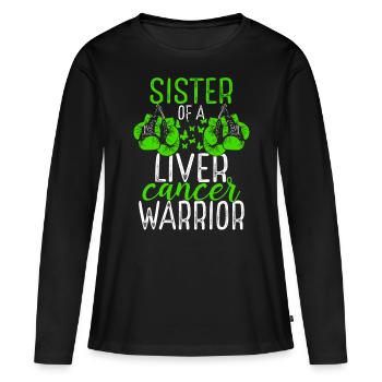 Sister Liver Cancer Awareness Sibling Twin - Frauen Premium Bio Langarmshirt - Schwarz - Vorne - Julia (174cm)