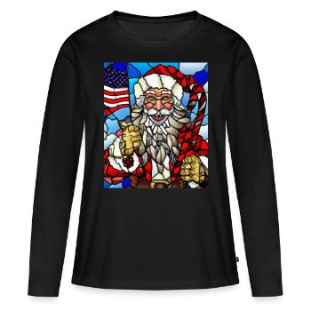 Noël américain Père Noël - T-shirt manches longues Premium bio Femme - noir - Devant - Julia (174cm)