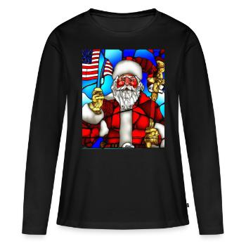 Noël américain Père Noël - T-shirt manches longues Premium bio Femme - noir - Devant - Julia (174cm)