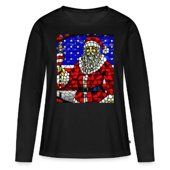 Noël américain Père Noël - T-shirt manches longues Premium bio Femme - noir - Devant - Julia (174cm)