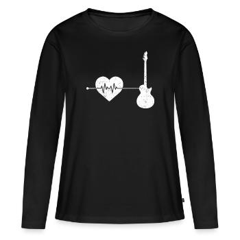 E Guitare Heartbeat - T-shirt manches longues Premium bio Femme - noir - Devant - Julia (174cm)