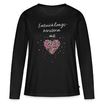 Entwicklungsberaterin mit Herz Erzieherin Kita - Frauen Premium Bio Langarmshirt - Schwarz - Vorne - Julia (174cm)