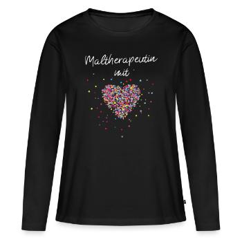 Maltherapeutin mit Herz Kunsttherapie Therapie - Frauen Premium Bio Langarmshirt - Schwarz - Vorne - Julia (174cm)