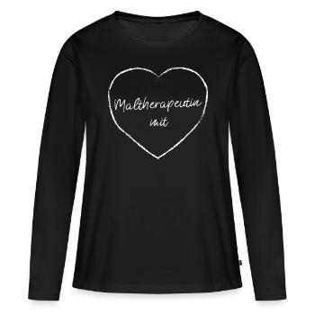 Maltherapeutin mit Herz Psychosomatische Therapie - Frauen Premium Bio Langarmshirt - Schwarz - Vorne - Julia (174cm)