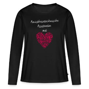 Anästhesietechnische Assistentin mit Herz Narkose - Frauen Premium Bio Langarmshirt - Schwarz - Vorne - Julia (174cm)