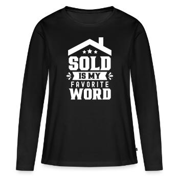 Vendu est mon mot préféré Agent immobilier - T-shirt manches longues Premium bio Femme - noir - Devant - Julia (174cm)