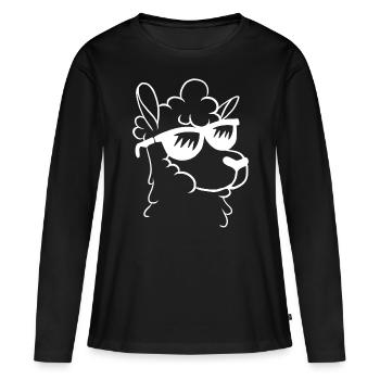 Lama Lama Llama Llama - Lama Mignon Tête de Lama F - T-shirt manches longues Premium bio Femme - noir - Devant - Julia (174cm)