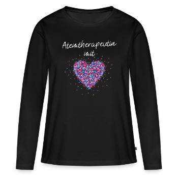 Atemtherapeutin mit Herz Sprachtherapie Logopädin - Frauen Premium Bio Langarmshirt - Schwarz - Vorne - Julia (174cm)