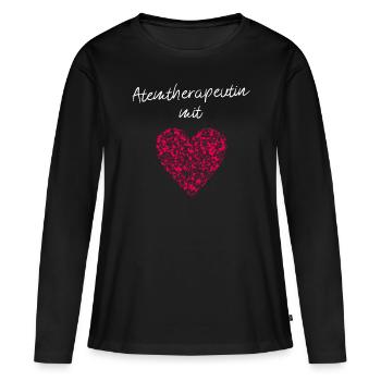 Atemtherapeutin mit Herz Gesangslehrerin Gesang - Frauen Premium Bio Langarmshirt - Schwarz - Vorne - Julia (174cm)