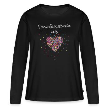 Sozialassistentin mit Herz Pflege Betreuung - Frauen Premium Bio Langarmshirt - Schwarz - Vorne - Julia (174cm)