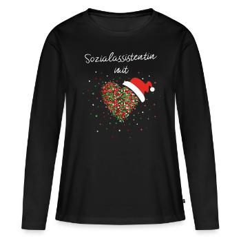 Sozialassistentin mit Herz Nikolausmütze Nikolaus - Frauen Premium Bio Langarmshirt - Schwarz - Vorne - Julia (174cm)