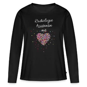 Radiologieassistenzin mit Herz Radiologie MTA - Frauen Premium Bio Langarmshirt - Schwarz - Vorne - Julia (174cm)