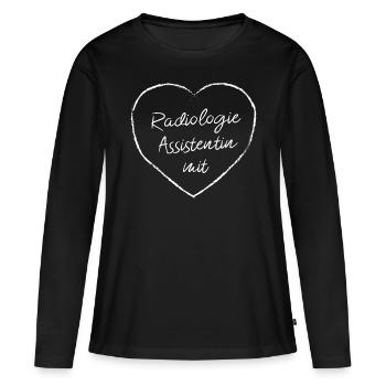 Radiologieassistenzin mit Herz Radiologie MTA - Frauen Premium Bio Langarmshirt - Schwarz - Vorne - Julia (174cm)