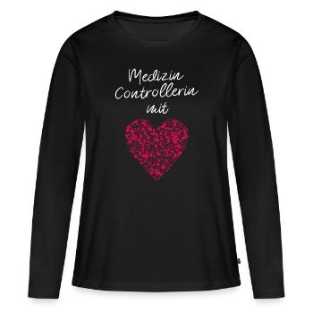 Medizincontrollerin mit Herz Verwaltung Management - Frauen Premium Bio Langarmshirt - Schwarz - Vorne - Julia (174cm)
