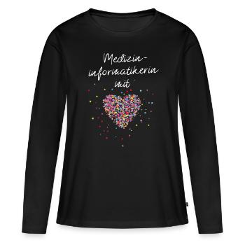 Medizinimformatikerin mit Herz Informatikerin - Frauen Premium Bio Langarmshirt - Schwarz - Vorne - Julia (174cm)