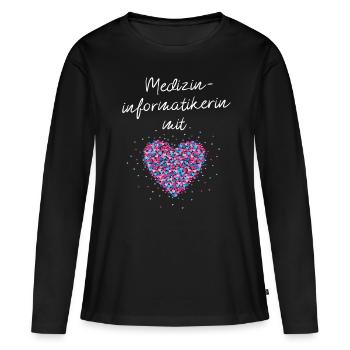Medizinimformatikerin mit Herz Krankenhaus Klinik - Frauen Premium Bio Langarmshirt - Schwarz - Vorne - Julia (174cm)