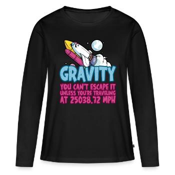 La gravité, vous ne pouvez pas y échapper 4 - T-shirt manches longues Premium bio Femme - noir - Devant - Julia (174cm)