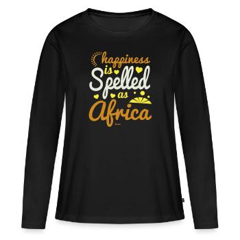 Le bonheur est orthographié comme l’Afrique - T-shirt manches longues Premium bio Femme - noir - Devant - Julia (174cm)