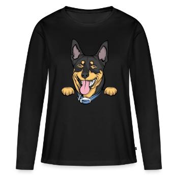 Dobermann - Frauen Premium Bio Langarmshirt - Schwarz - Vorne - Julia (174cm)