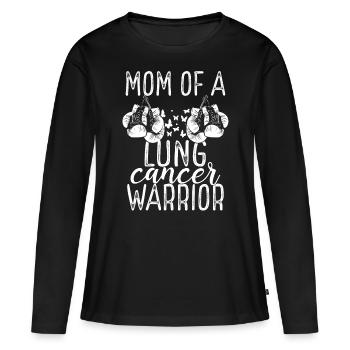 Mom Lung Cancer Awareness Mothers Day Mama - Frauen Premium Bio Langarmshirt - Schwarz - Vorne - Julia (174cm)