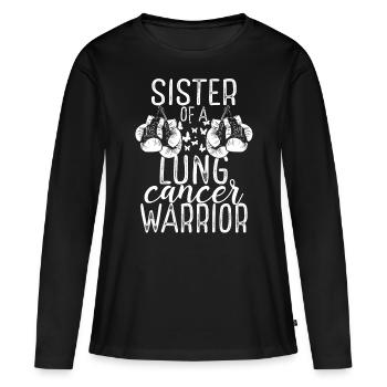 Sister Lung Cancer Awareness Sibling Twin - Frauen Premium Bio Langarmshirt - Schwarz - Vorne - Julia (174cm)