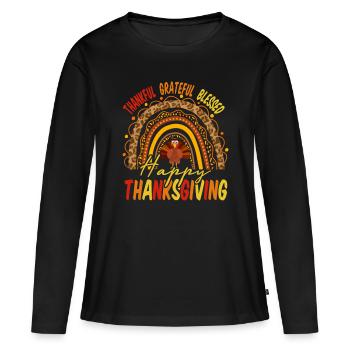 Dankbar dankbar dankbar gesegnete Thanksgiving-Geschenke - Frauen Premium Bio Langarmshirt - Schwarz - Vorne - Julia (174cm)