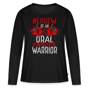 Neveu Sensibilisation au cancer de la bouche Tante Oncle - T-shirt manches longues Premium bio Femme - noir - Devant - Julia (174cm)